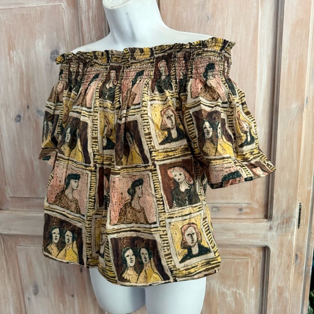 Burberry Off the Shoulder Faces Shirt Top Women’s 8 - Picture 7 of 14